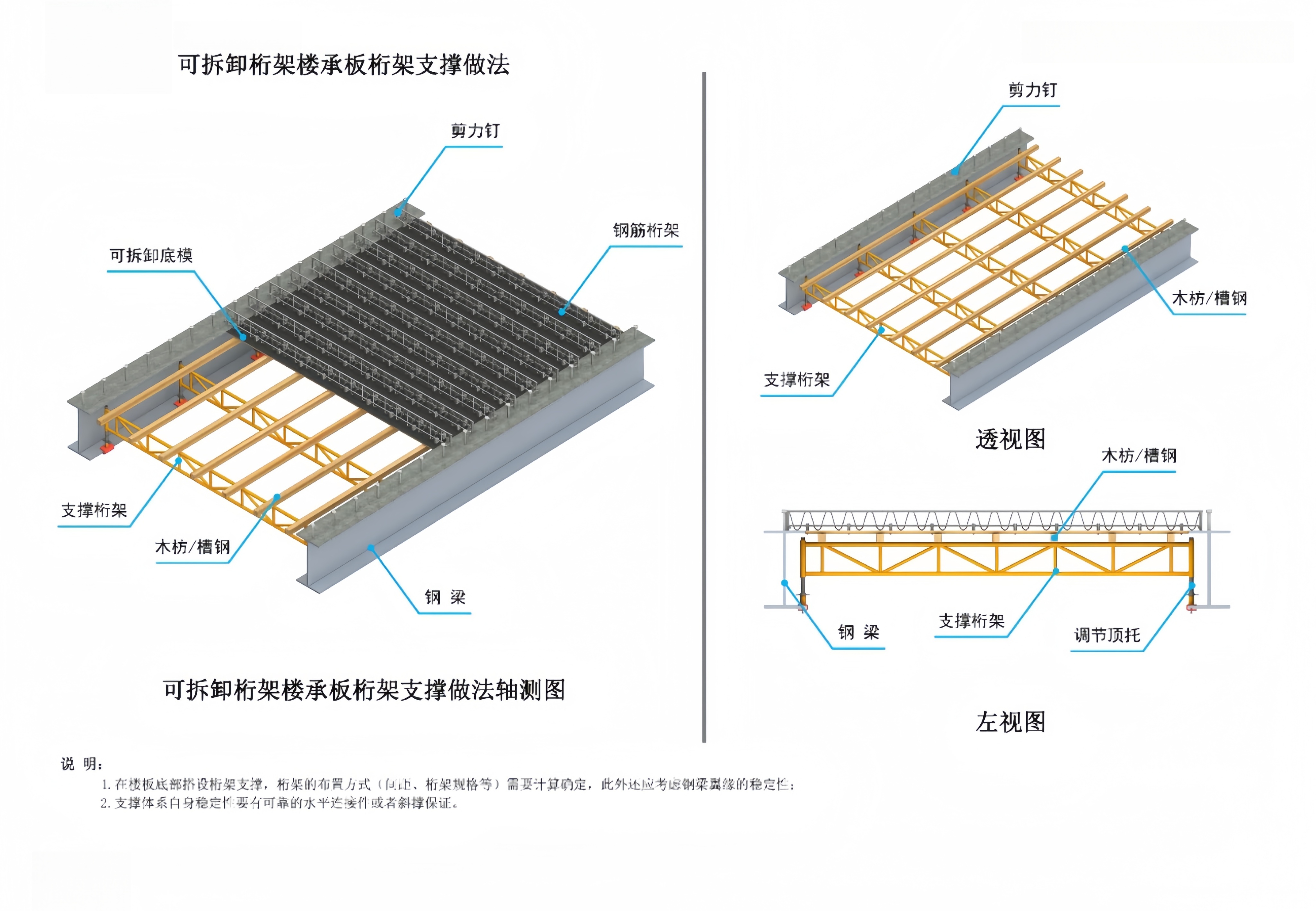 可拆卸桁架楼承办桁架支撑做法