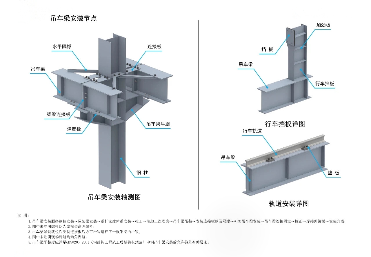 吊车梁安装轴测图
